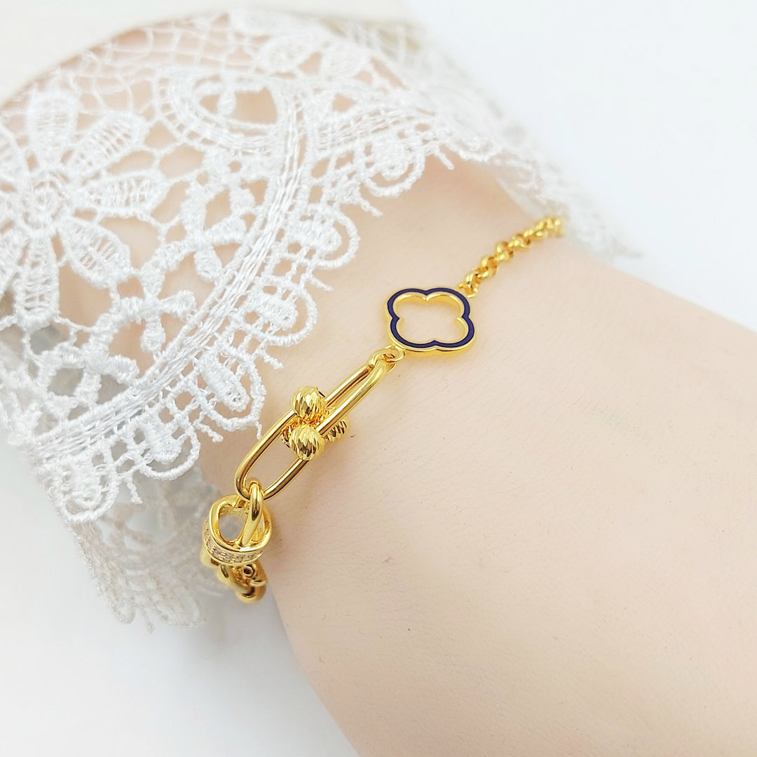 Enameled & Zircon Studded Deluxe Bracelet Made of 21K Gold by Saeed Jewelry 