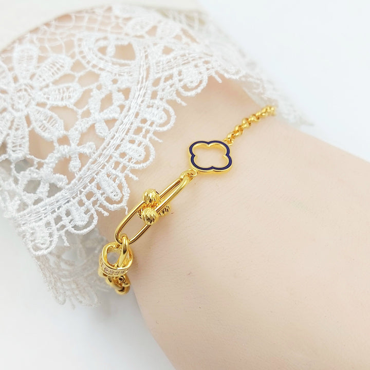 Enameled & Zircon Studded Deluxe Bracelet Made of 21K Gold by Saeed Jewelry 