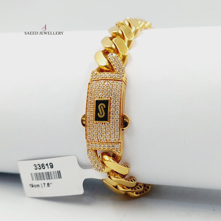 21K اسوارة جنزير مينا مرصع-مجوهرات الشيخ سعيد-Saeed Jewelry 