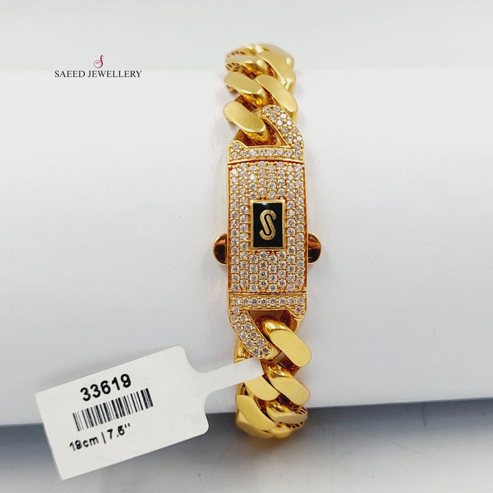 21K اسوارة جنزير مينا مرصع-مجوهرات الشيخ سعيد-Saeed Jewelry 