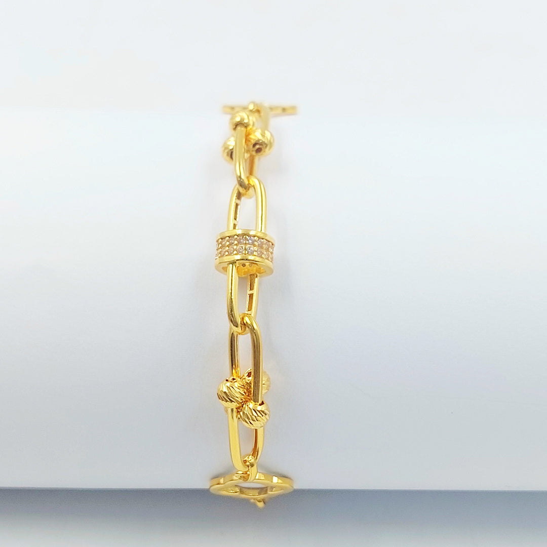 Enameled & Zircon Studded Deluxe Bracelet Made of 21K Gold by Saeed Jewelry 