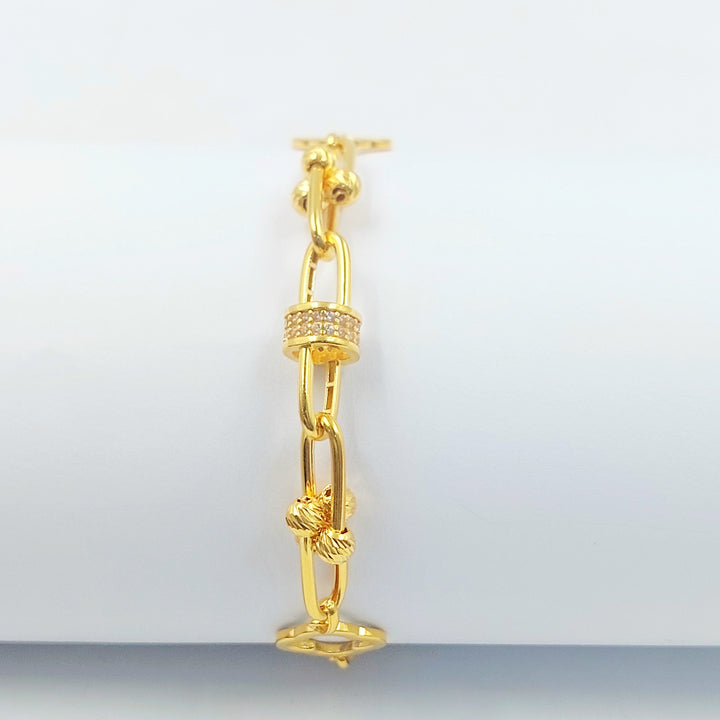 Enameled & Zircon Studded Deluxe Bracelet Made of 21K Gold by Saeed Jewelry 