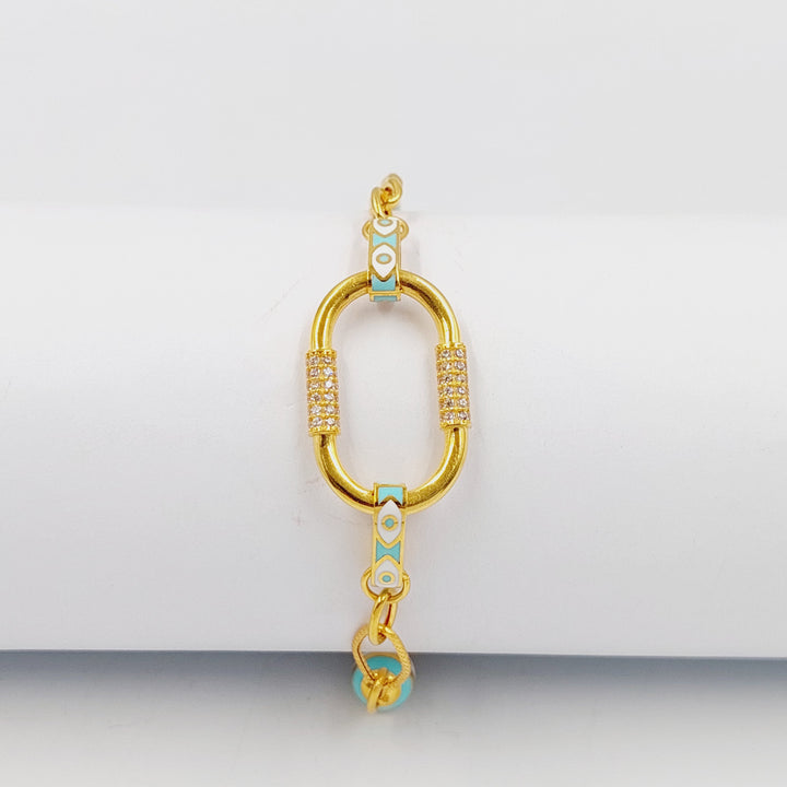 21K Gold Enameled & Zircon Studded Turkish Bracelet by Saeed Jewelry - Image 1