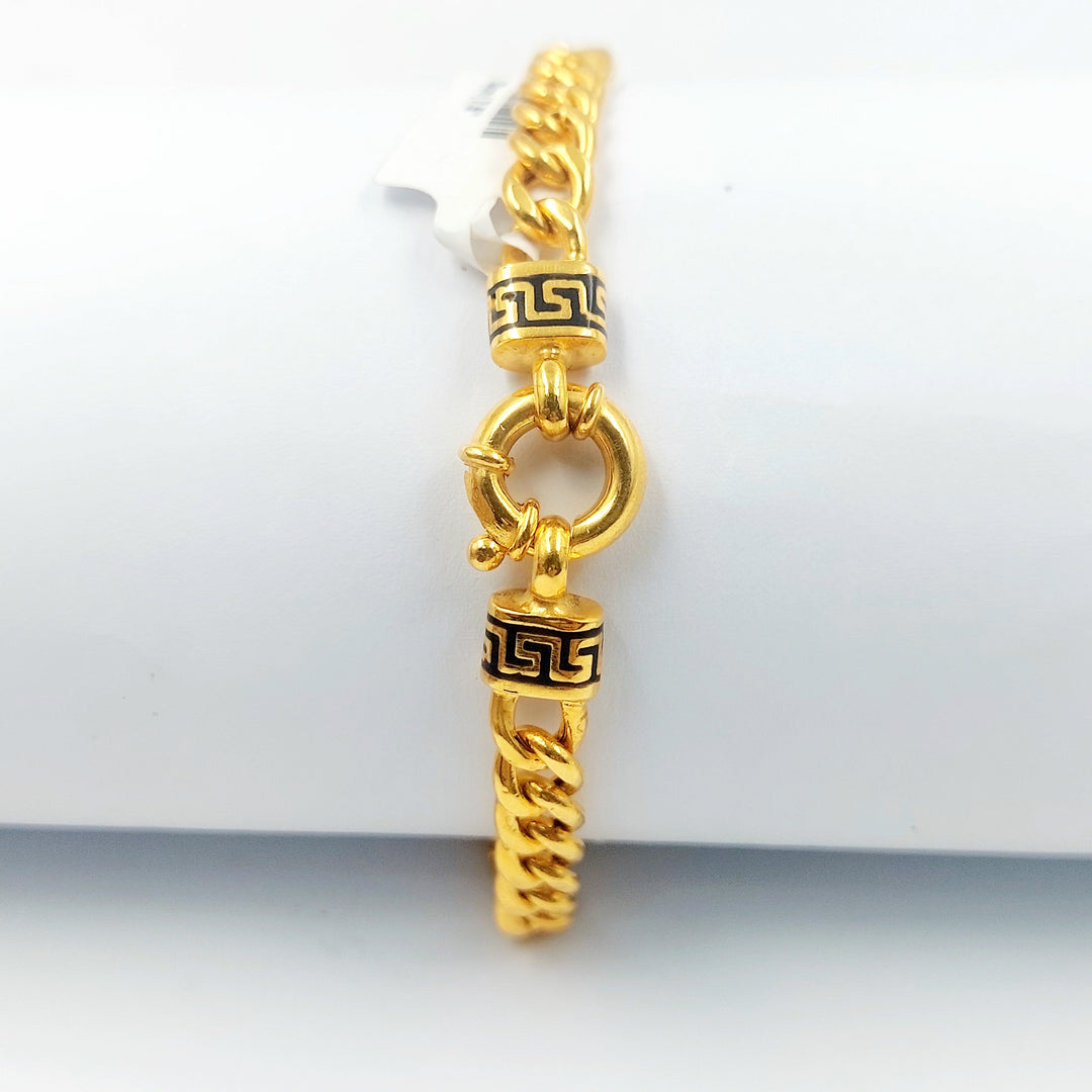 Enameled Cuban Links Bracelet Made of 21K Gold by Saeed Jewelry 