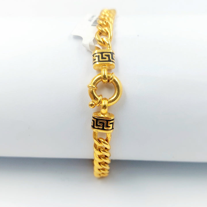 Enameled Cuban Links Bracelet Made of 21K Gold by Saeed Jewelry 