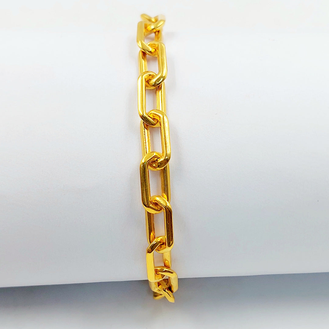 Enameled & Zircon Studded Paperclip Bracelet Made of 21K Gold by Saeed Jewelry 