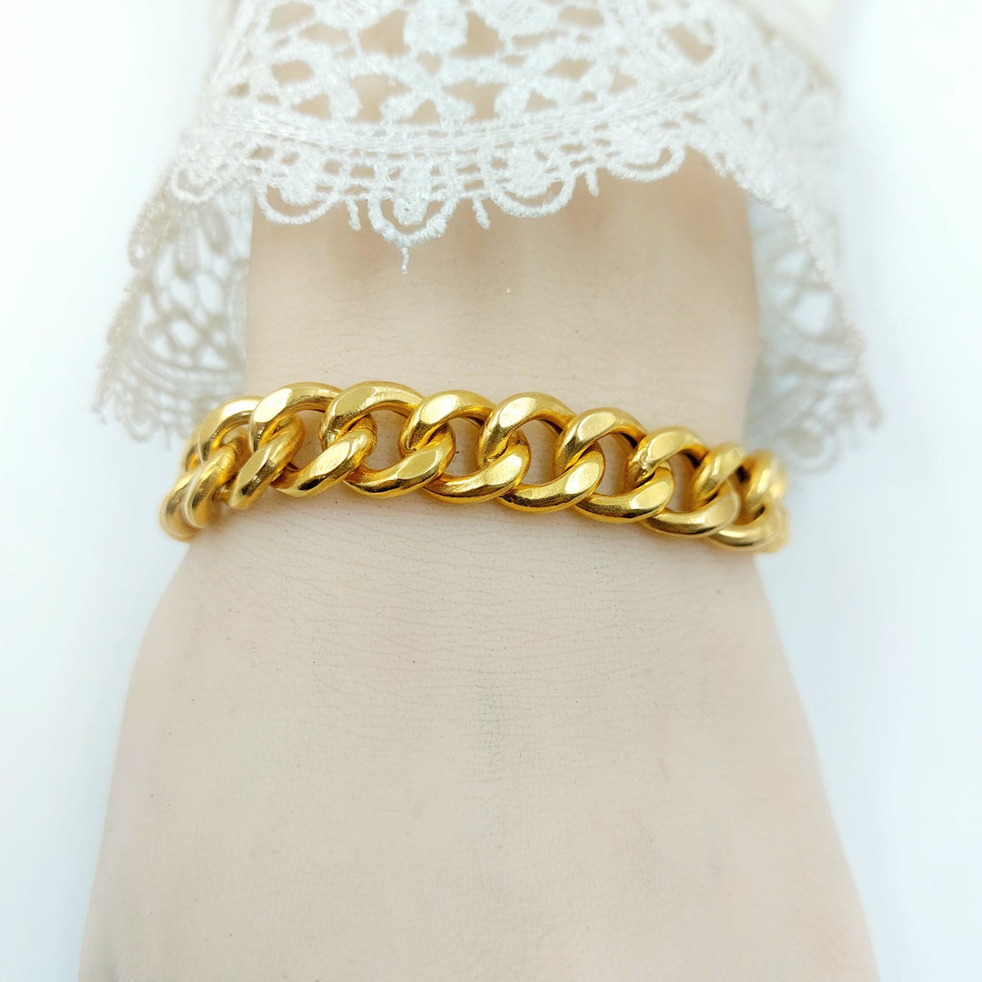 Enameled Cuban Links Bracelet Made of 21K Gold by Saeed Jewelry 