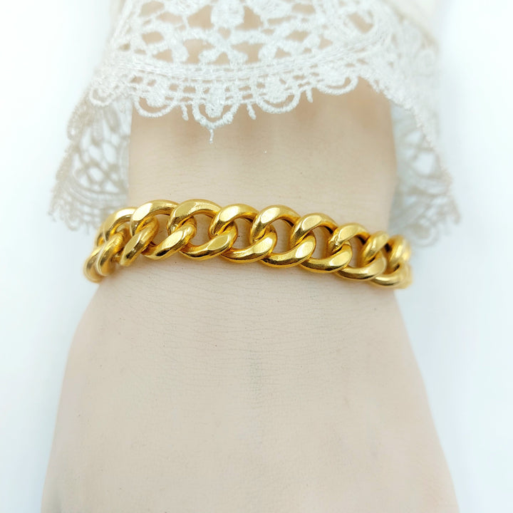 Enameled Cuban Links Bracelet Made of 21K Gold by Saeed Jewelry 