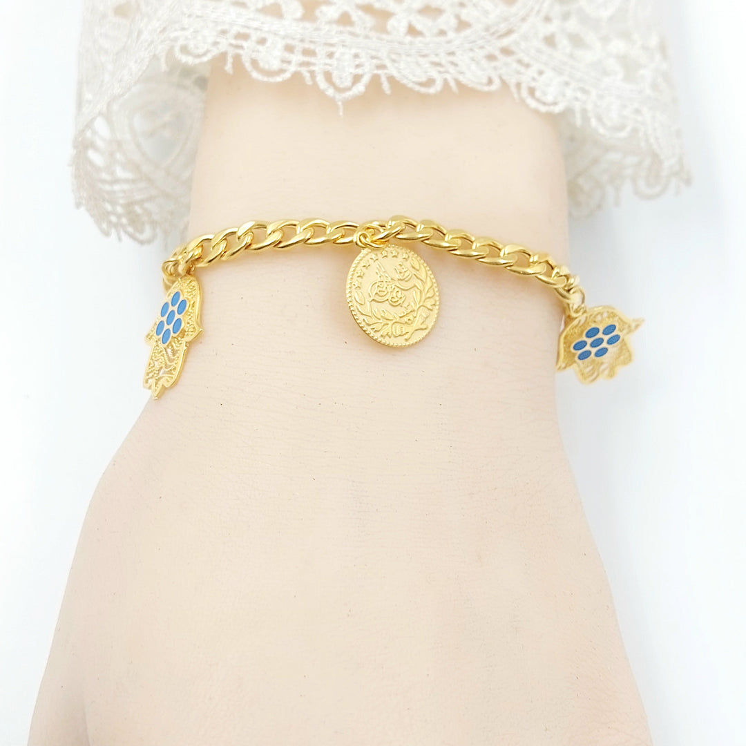 Enameled & Zircon Studded Dandash Bracelet Made of 21K Gold by Saeed Jewelry 