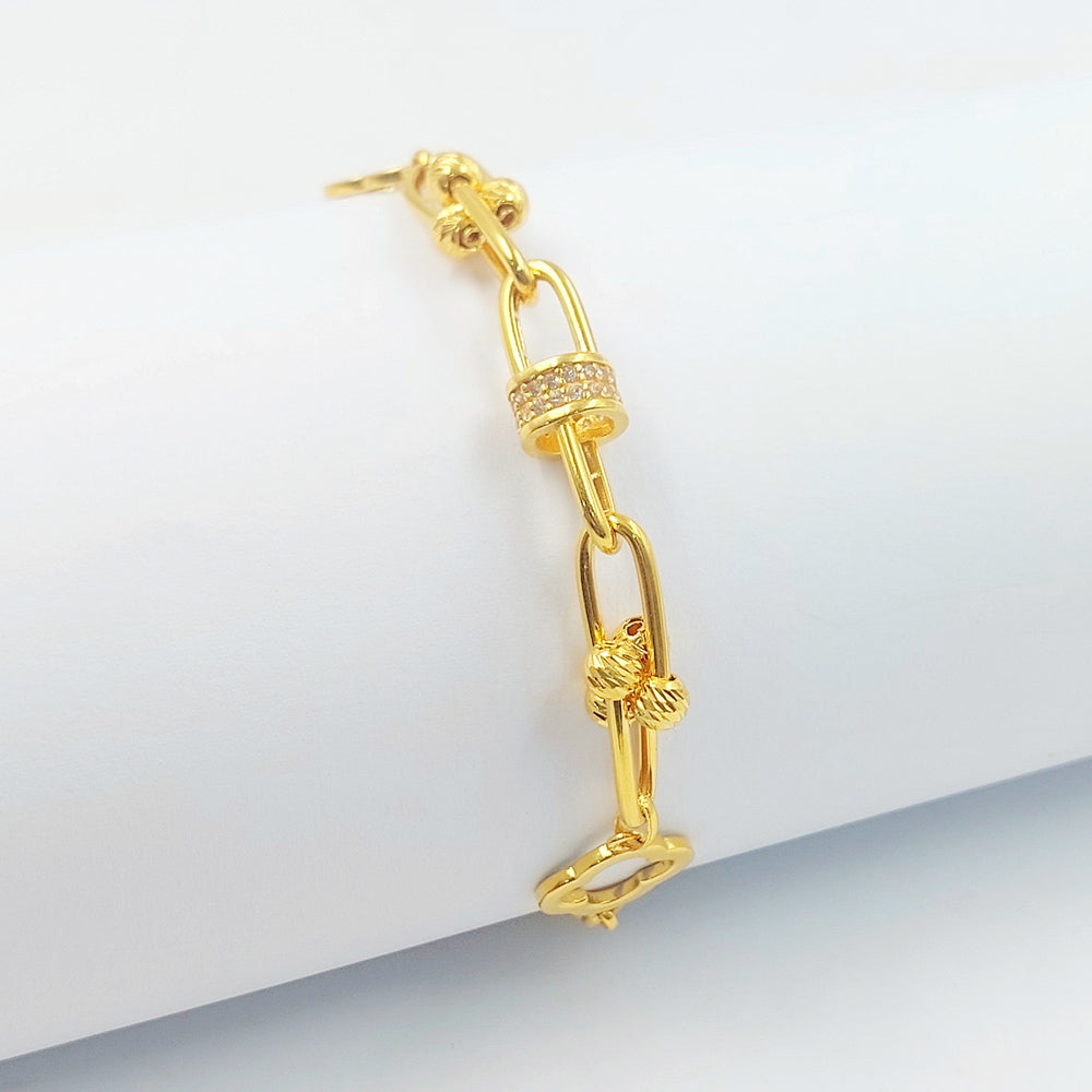 Enameled & Zircon Studded Deluxe Bracelet Made of 21K Gold by Saeed Jewelry 