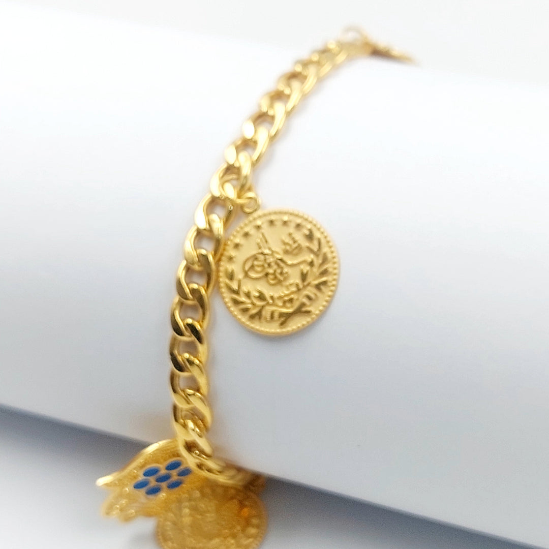 Enameled & Zircon Studded Dandash Bracelet Made of 21K Gold by Saeed Jewelry 