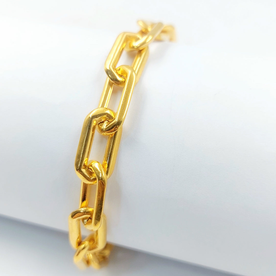 Enameled & Zircon Studded Paperclip Bracelet Made of 21K Gold by Saeed Jewelry 