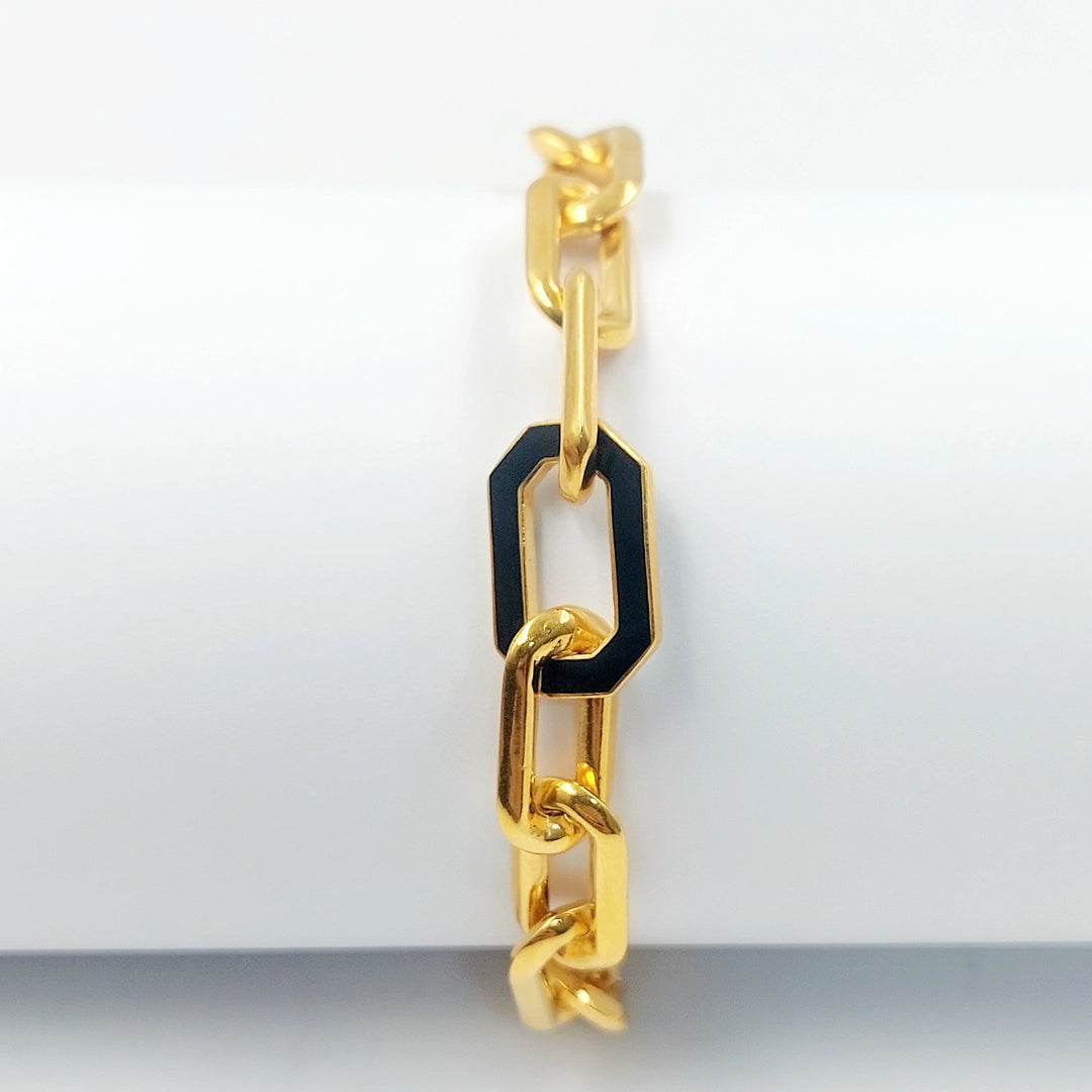 Enameled Paperclip Bracelet Made of 21K Gold by Saeed Jewelry 