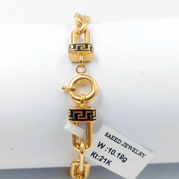 Enameled Paperclip Bracelet Made of 21K Gold by Saeed Jewelry 