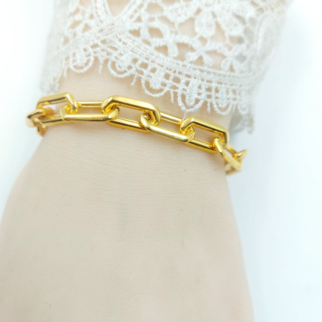 Enameled & Zircon Studded Paperclip Bracelet Made of 21K Gold by Saeed Jewelry 