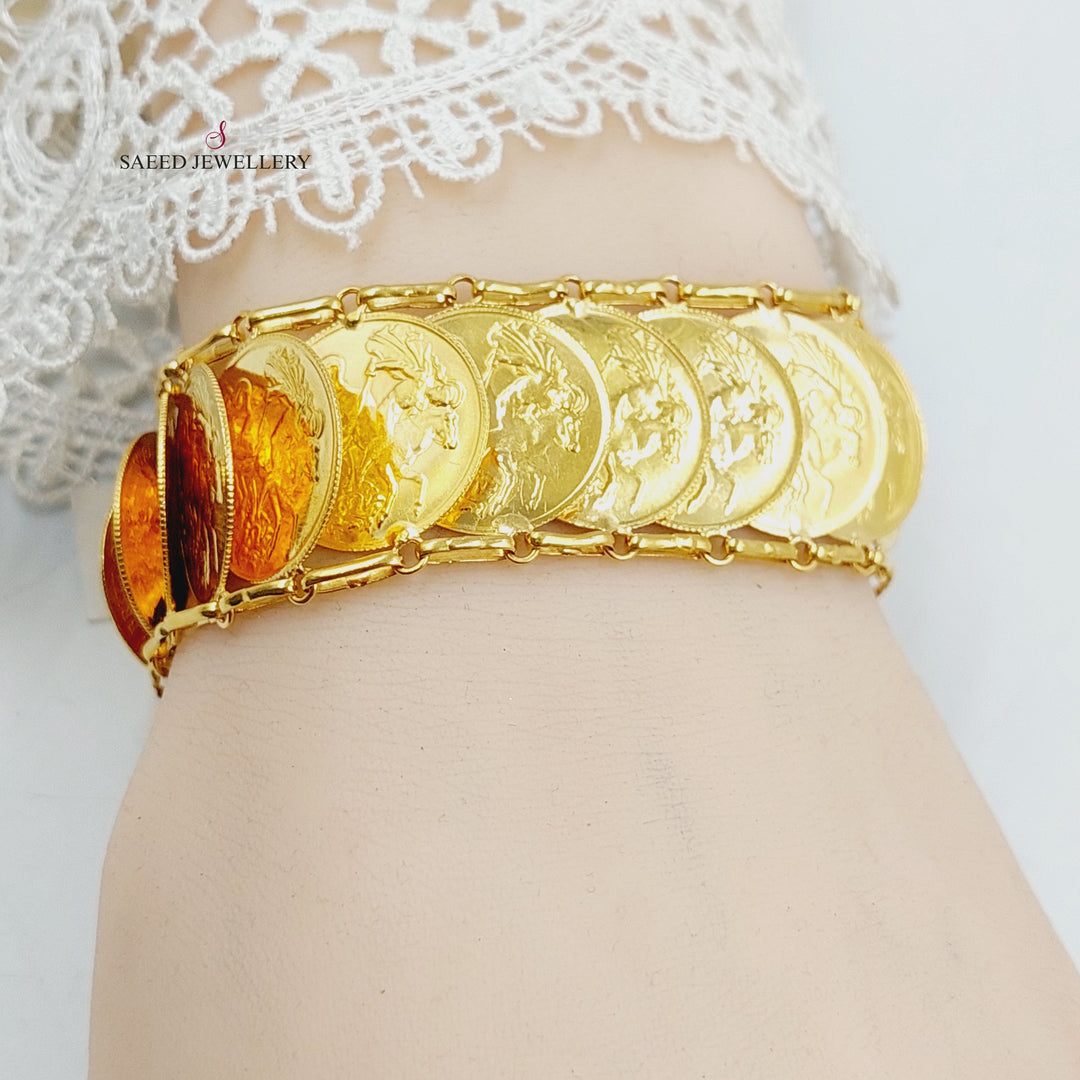 21K Gold English Liras Bracelet by Saeed Jewelry - Image 5