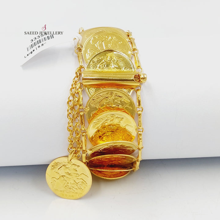 21K Gold English Liras Bracelet by Saeed Jewelry - Image 3