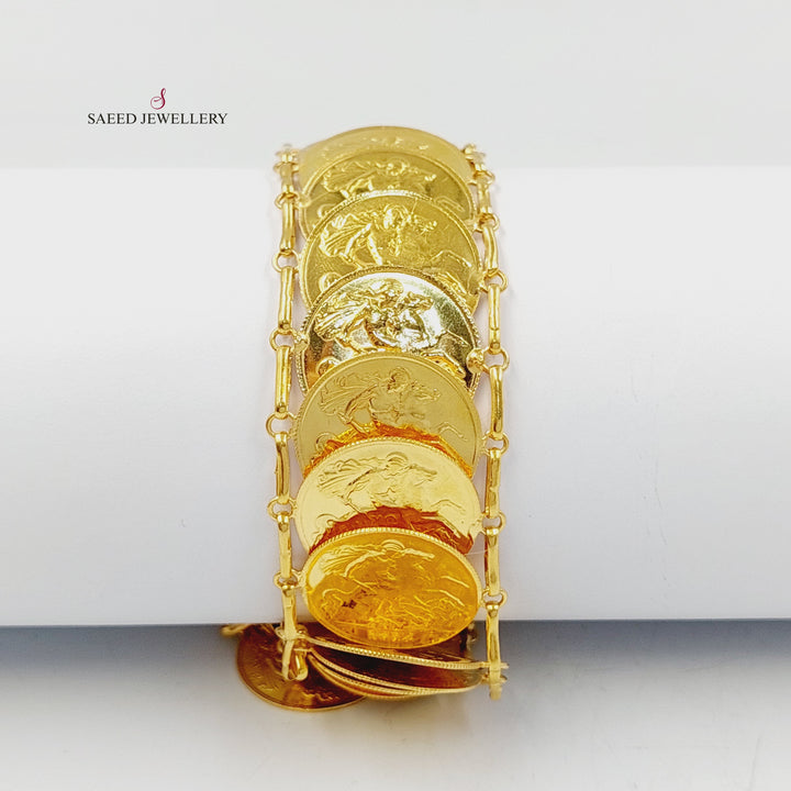 21K Gold English Liras Bracelet by Saeed Jewelry - Image 1