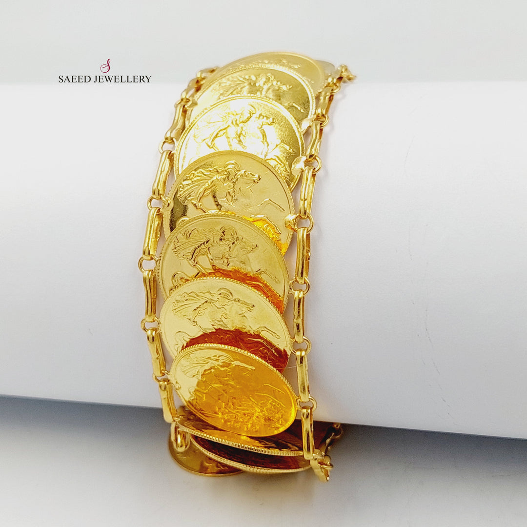 21K Gold English Liras Bracelet by Saeed Jewelry - Image 2