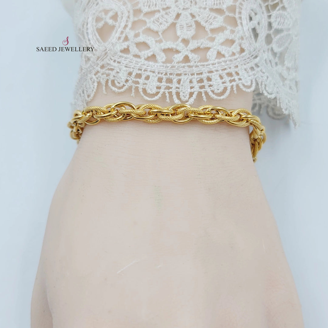 Engraved Cuban Links Bracelet Made of 21K Gold by Saeed Jewelry 