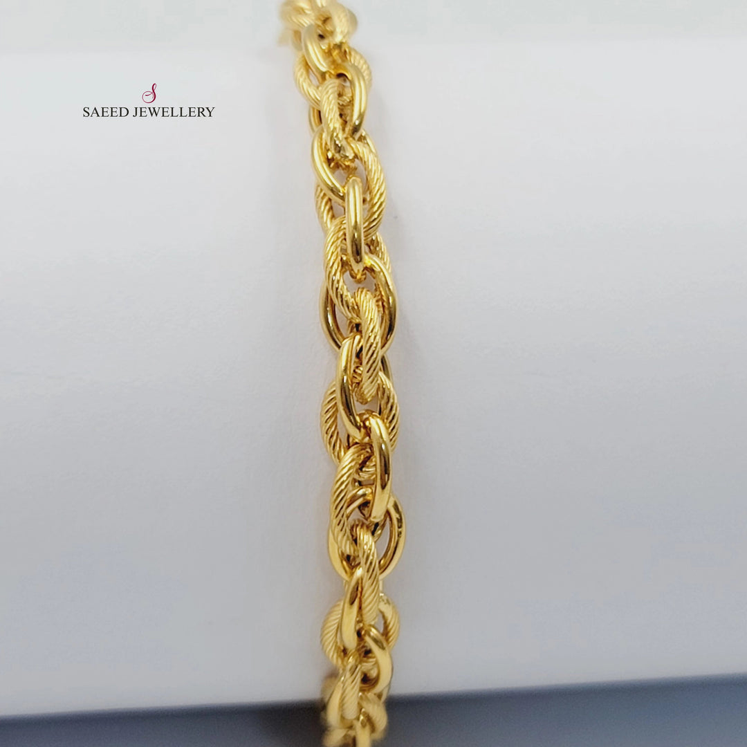 Engraved Cuban Links Bracelet Made of 21K Gold by Saeed Jewelry 