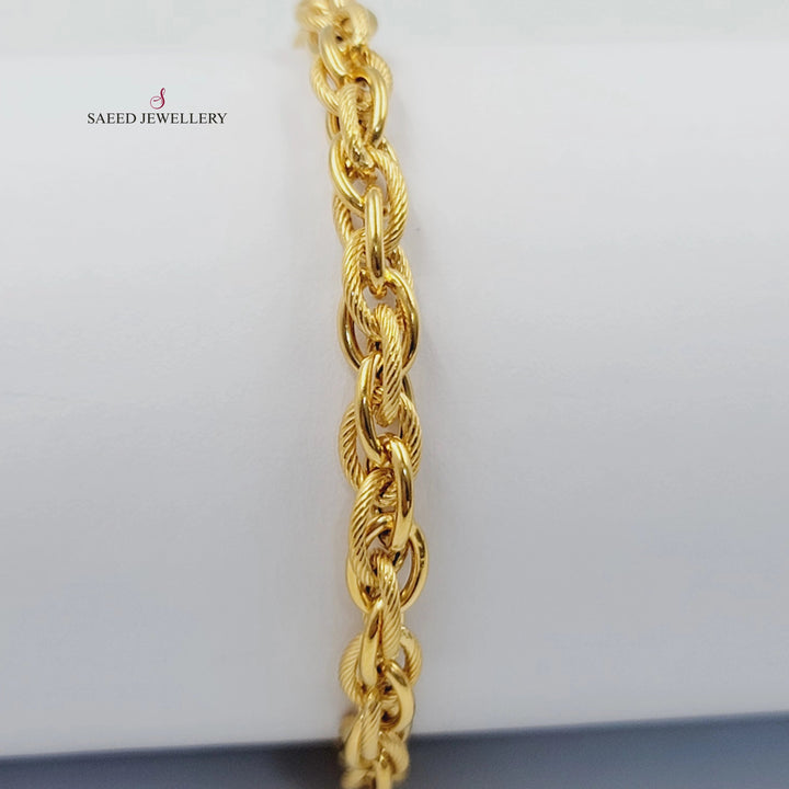 Engraved Cuban Links Bracelet Made of 21K Gold by Saeed Jewelry 