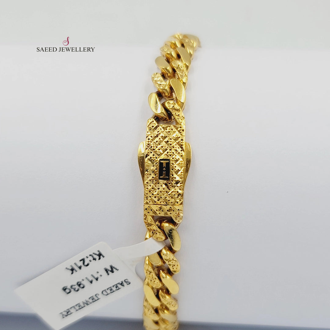 21K اسوارة جنزير نقش-مجوهرات الشيخ سعيد-Saeed Jewelry 