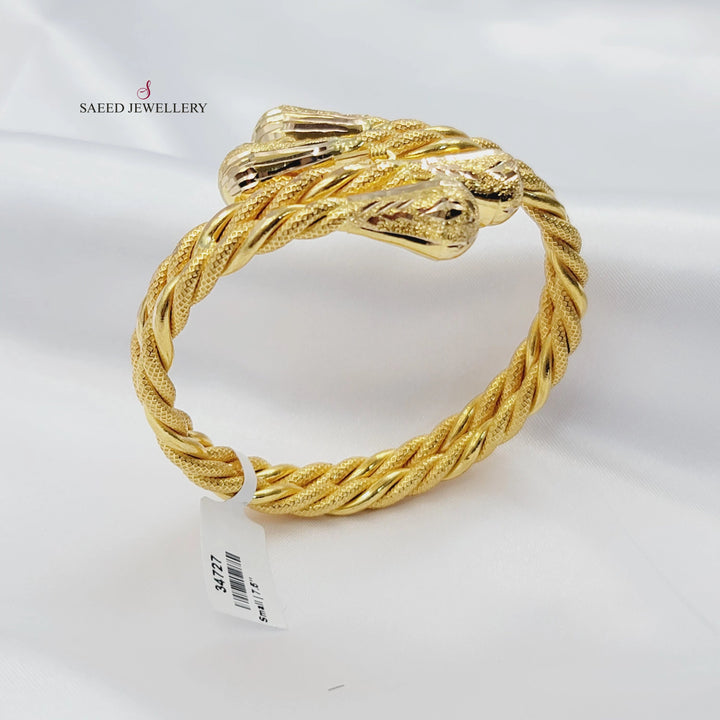 Engraved Twisted Bracelet Made of 21K Gold by Saeed Jewelry 