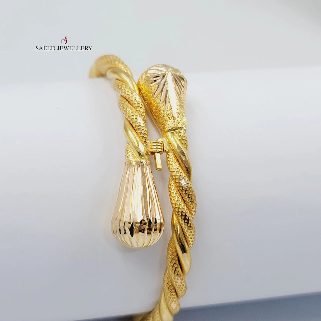 Engraved Twisted Bracelet Made of 21K Gold by Saeed Jewelry 