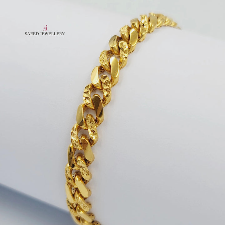 Engraved Cuban Links Bracelet Made of 21K Gold by Saeed Jewelry 