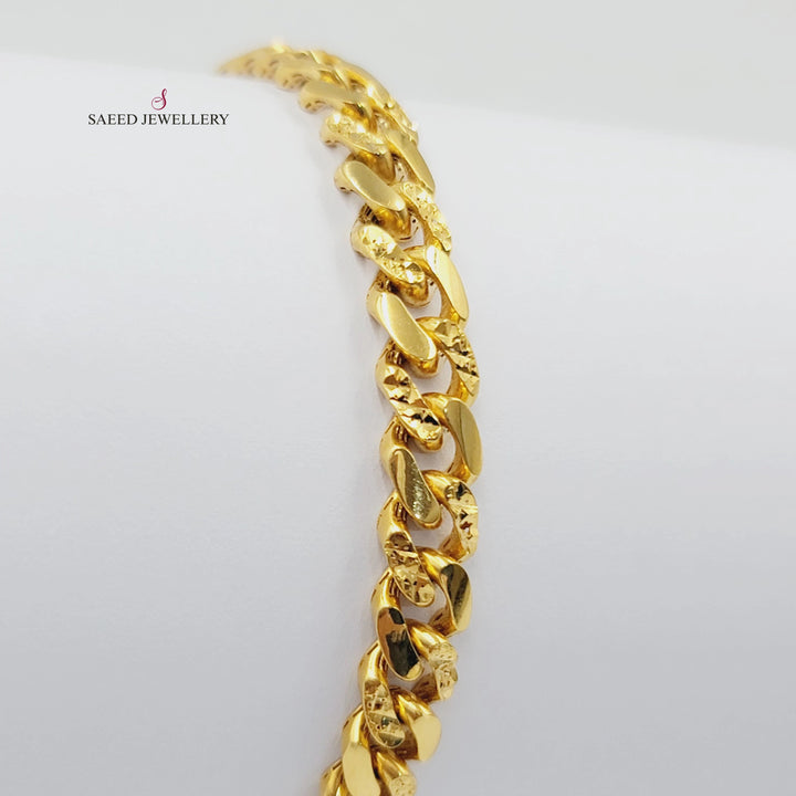 Engraved Cuban Links Bracelet Made of 21K Gold by Saeed Jewelry 