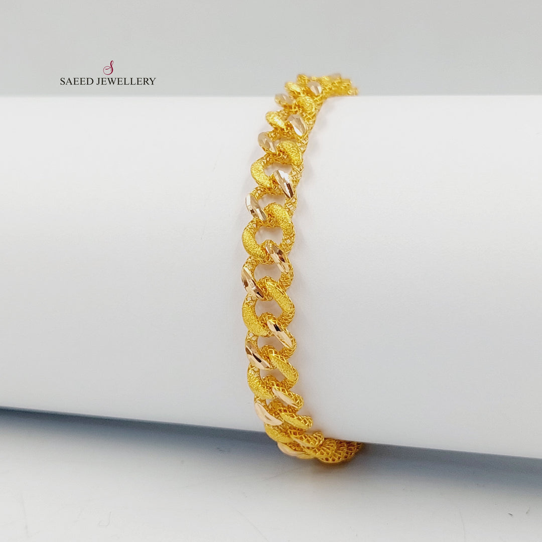 21K Gold Engraved Cuban Links Bracelet by Saeed Jewelry - Image 2