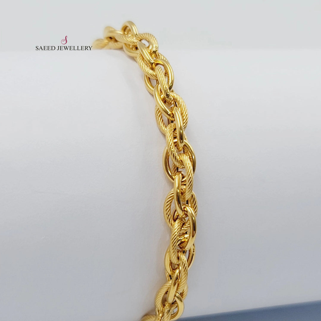 Engraved Cuban Links Bracelet Made of 21K Gold by Saeed Jewelry 