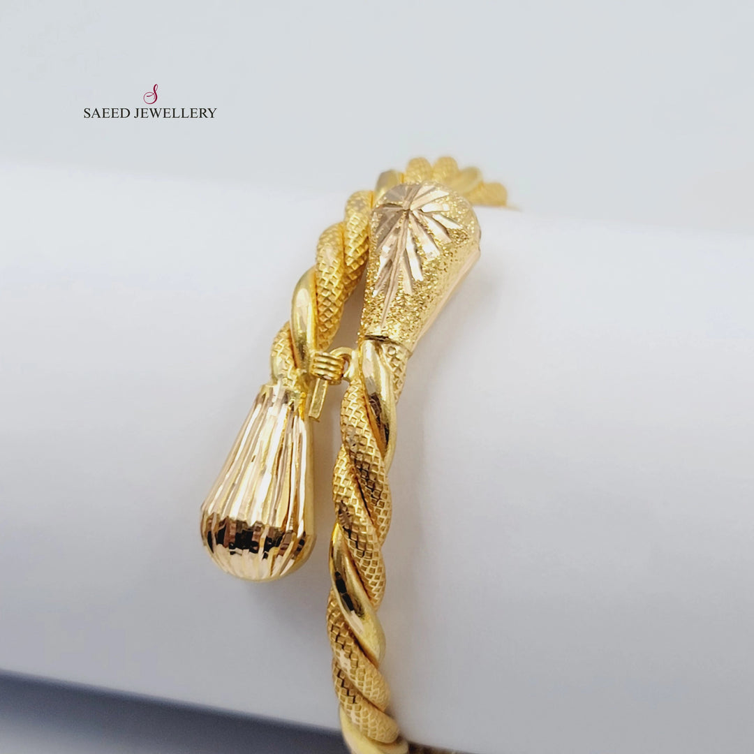 Engraved Twisted Bracelet Made of 21K Gold by Saeed Jewelry 