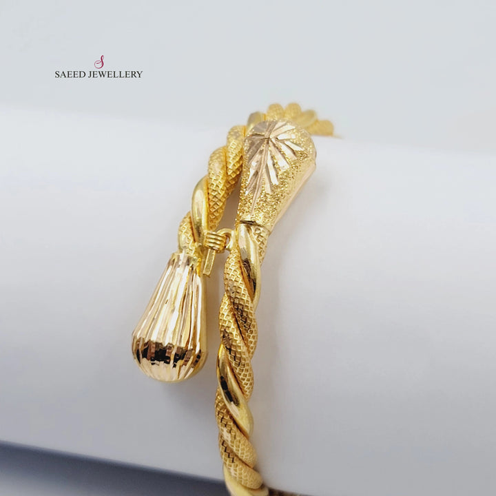 Engraved Twisted Bracelet Made of 21K Gold by Saeed Jewelry 