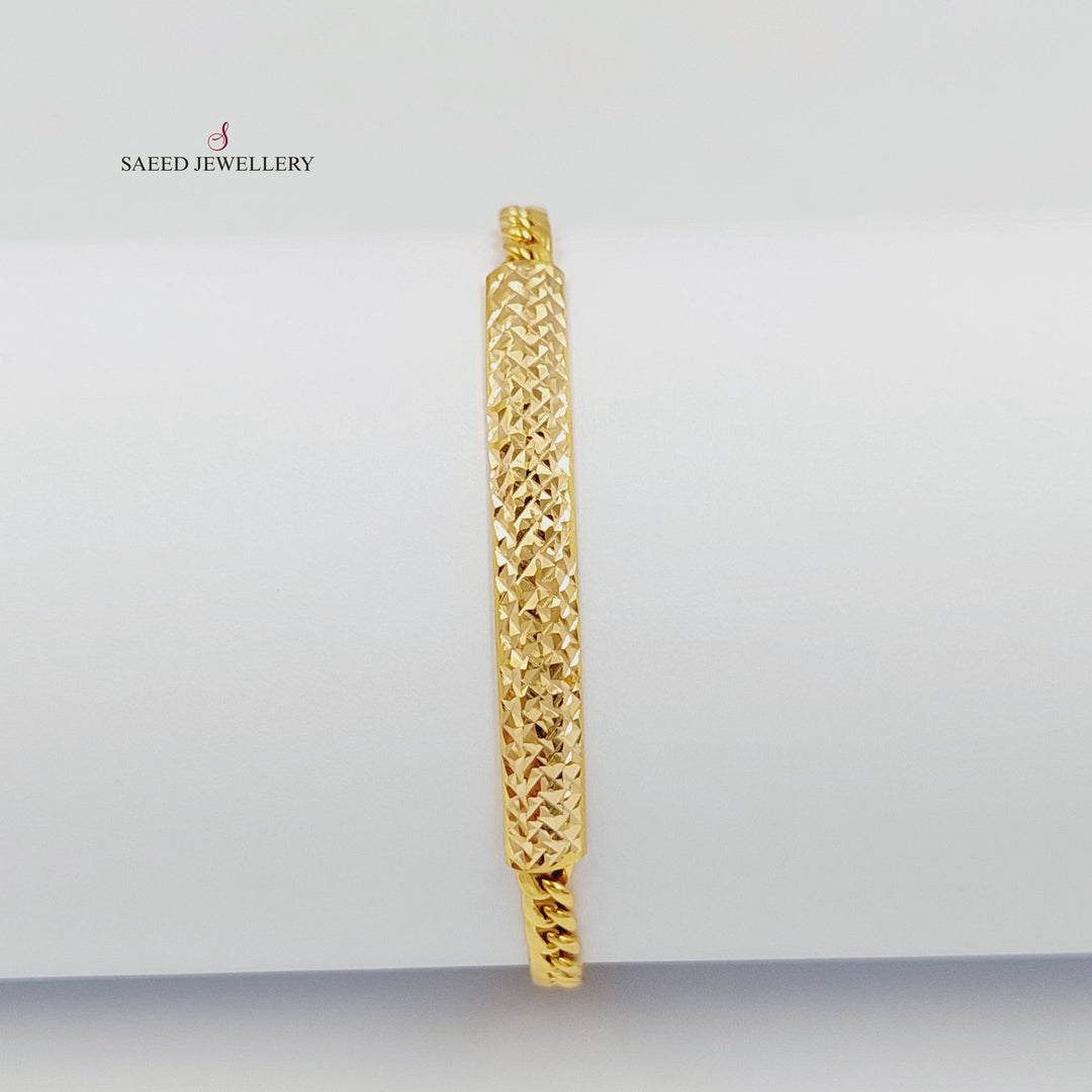 Engraved Bar Bracelet Made of 21K Gold by Saeed Jewelry 