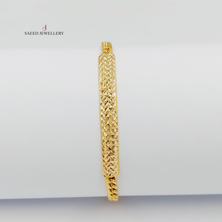 Engraved Bar Bracelet Made of 21K Gold by Saeed Jewelry 