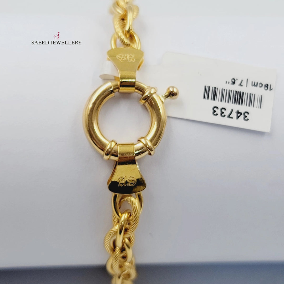 Engraved Cuban Links Bracelet Made of 21K Gold by Saeed Jewelry 