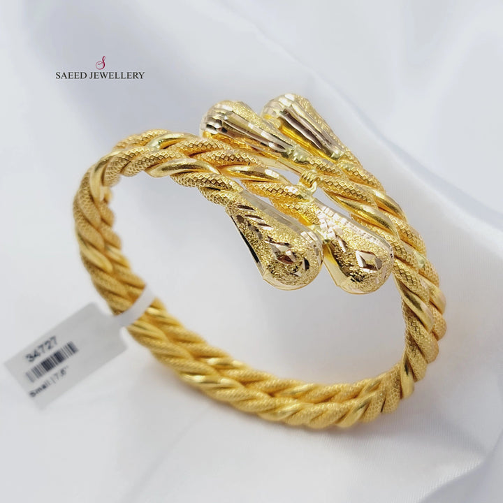 Engraved Twisted Bracelet Made of 21K Gold by Saeed Jewelry 
