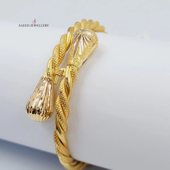 Engraved Twisted Bracelet Made of 21K Gold by Saeed Jewelry 
