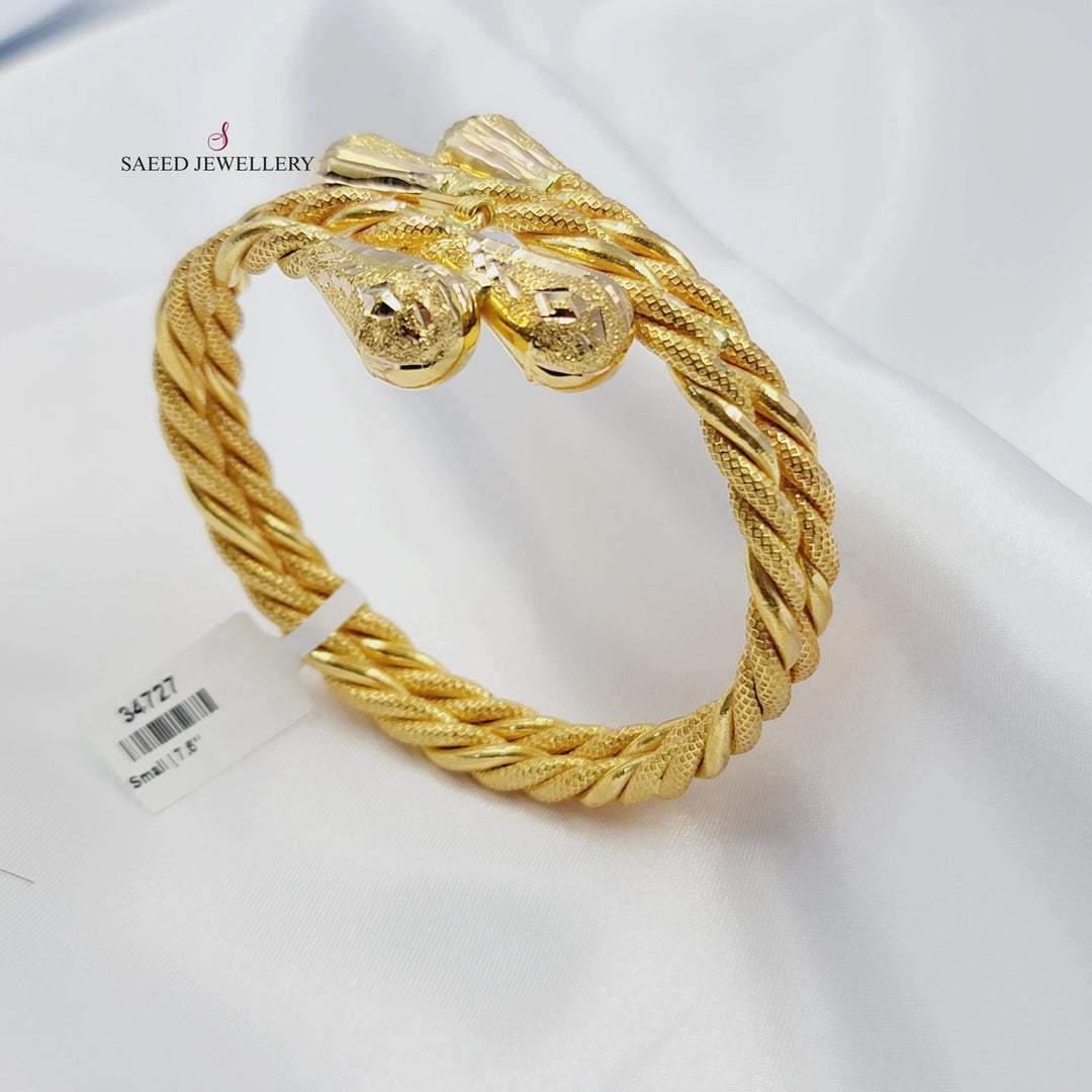 Engraved Twisted Bracelet Made of 21K Gold by Saeed Jewelry 