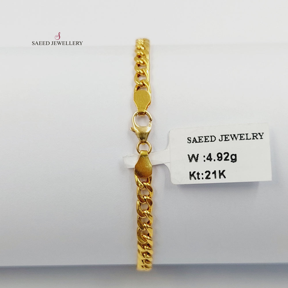 Engraved Bar Bracelet Made of 21K Gold by Saeed Jewelry 