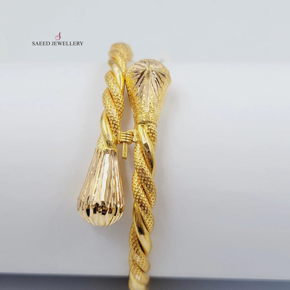 Engraved Twisted Bracelet Made of 21K Gold by Saeed Jewelry 