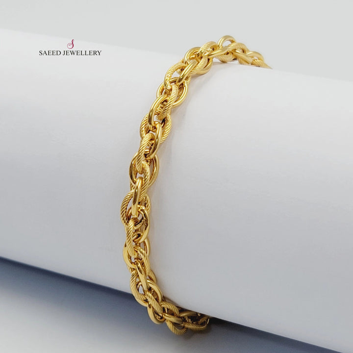 Engraved Cuban Links Bracelet Made of 21K Gold by Saeed Jewelry 