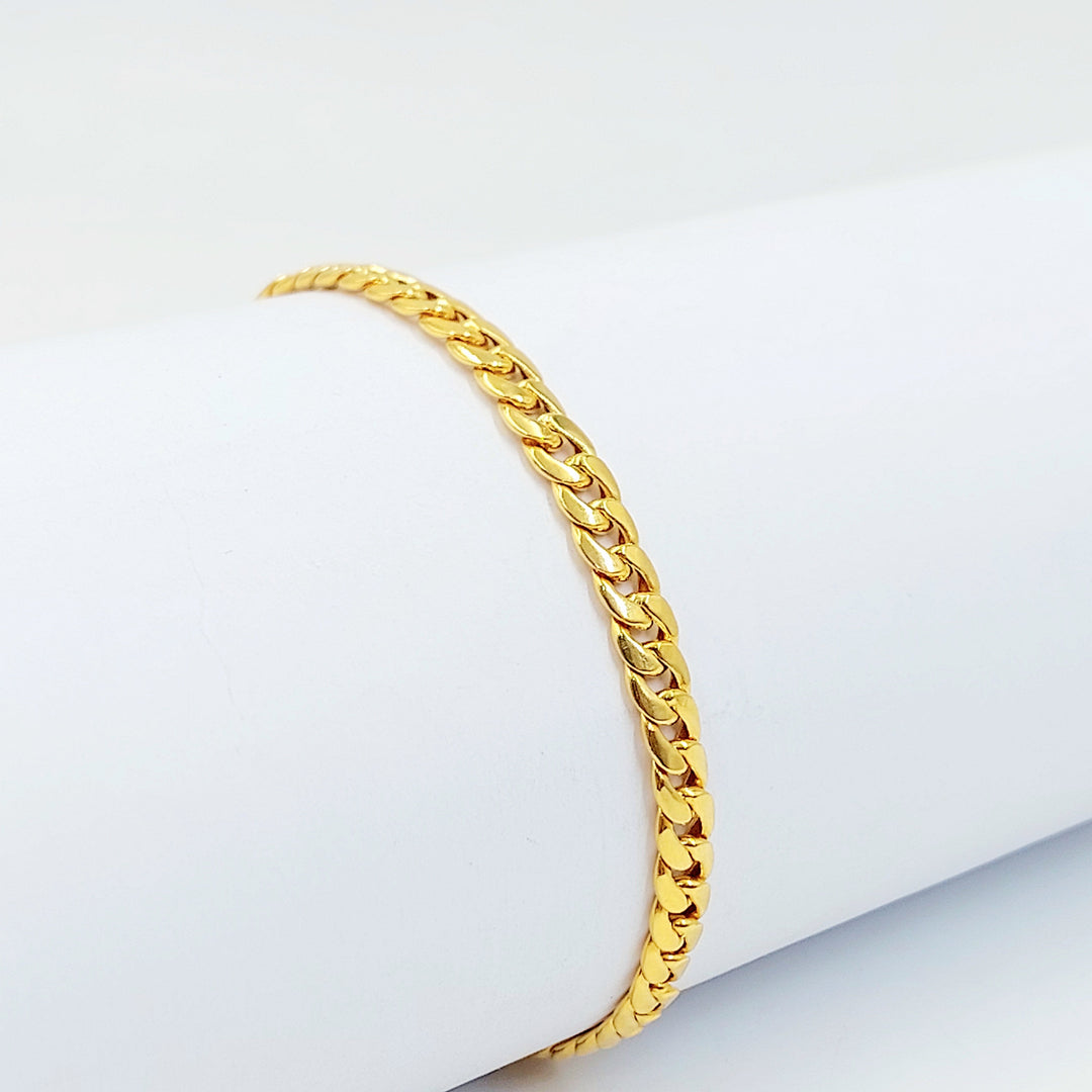 Flat Cuban Links Bracelet Made of 21K Gold by Saeed Jewelry 