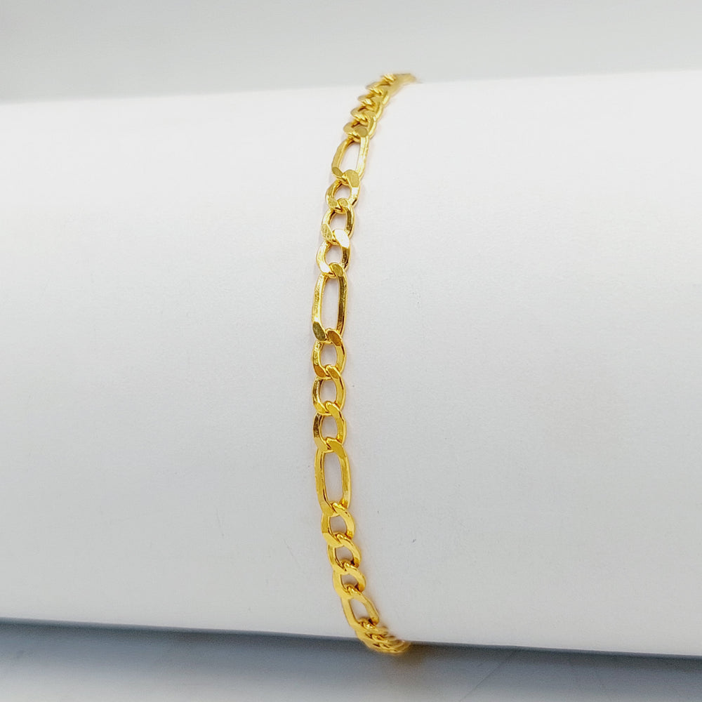 21K Gold Figaro Bracelet by Saeed Jewelry - Image 2