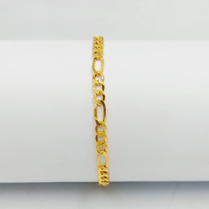 21K Gold Figaro Bracelet by Saeed Jewelry - Image 3