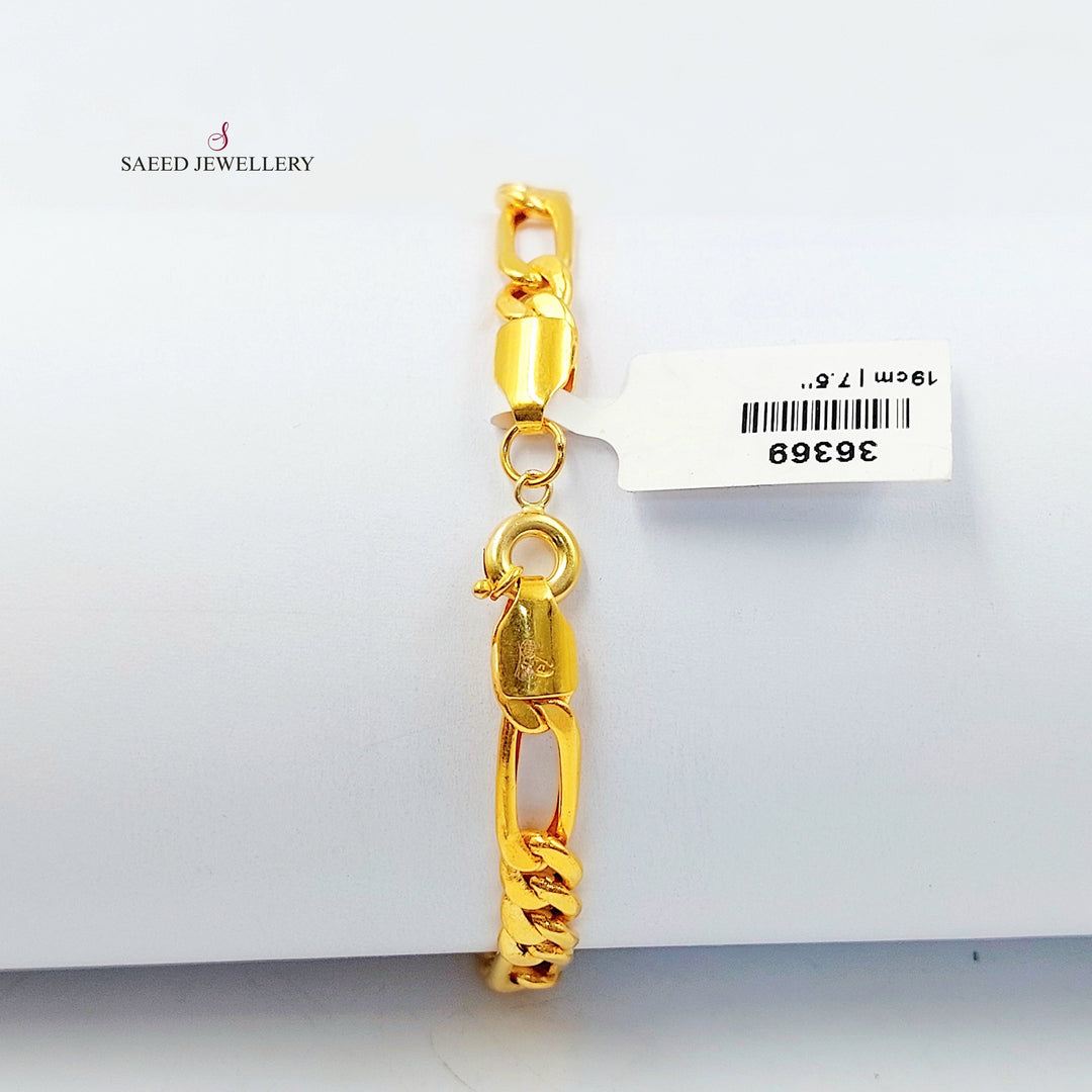 Figaro Bracelet Made of 21K Gold by Saeed Jewelry 
