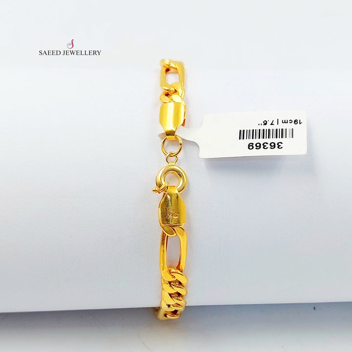 Figaro Bracelet Made of 21K Gold by Saeed Jewelry 