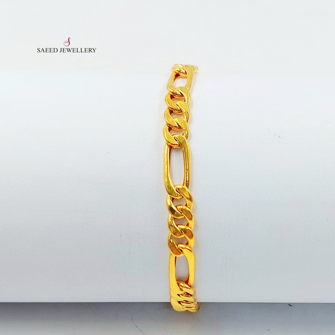 Figaro Bracelet Made of 21K Gold by Saeed Jewelry 
